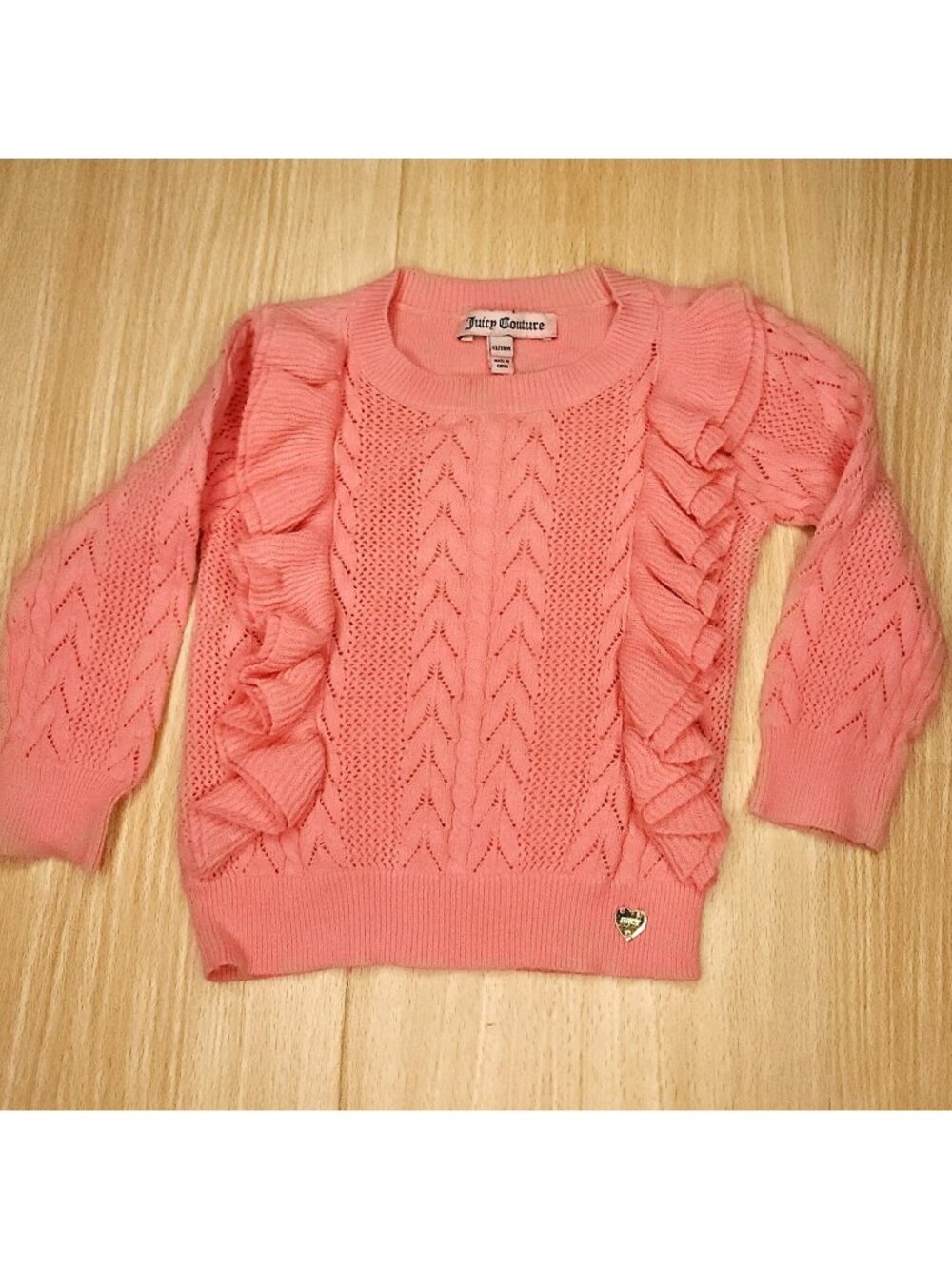 Juicy Couture Toddler Girls Pink Ruffle Detail Knit Sweater 12-18 Months